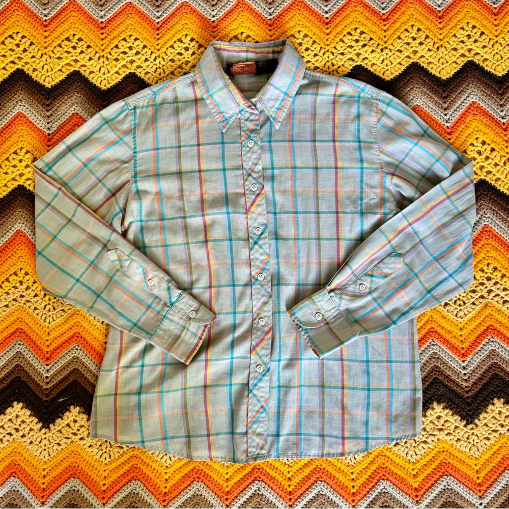 Vintage 80s plaid blouse